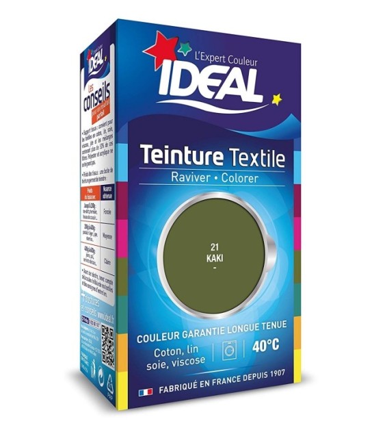 Teinture liquide pour textile - Raviver / Colorer - Kaki - 40 ml - IDEAL
