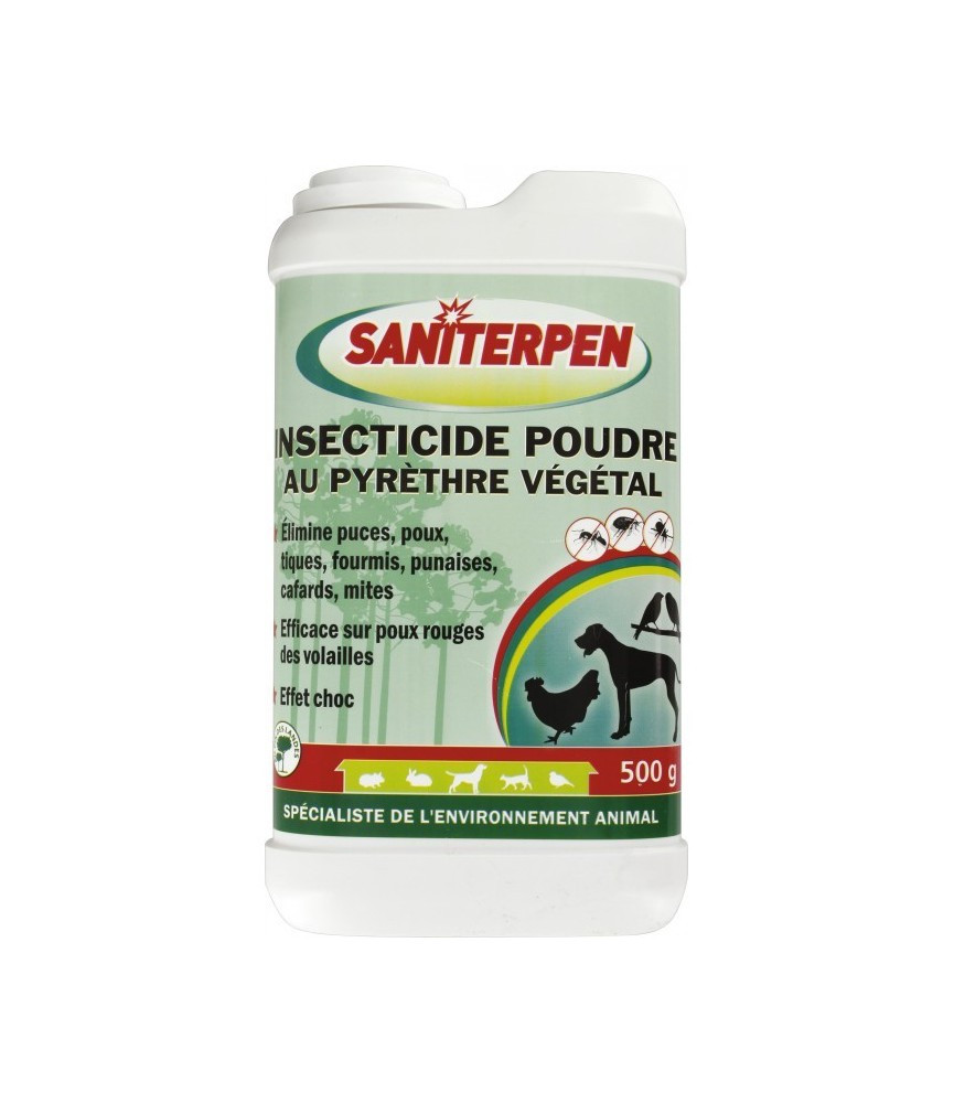 Insecticide - Environnement animal - Puces, poux, fourmis, tiques - Poudre 500 gr - SANITERPEN