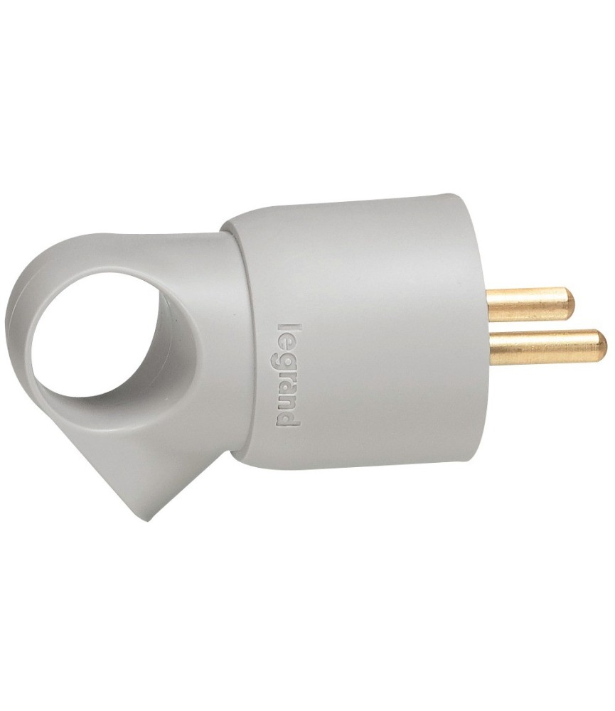 Fiche mâle avec terre plastique Annela - avec anneau - Gris - LEGRAND Fiche mâle avec terre plastique Annela - avec anneau - Gris - LEGRAND