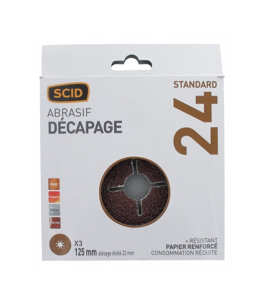 Disque alésage étoilé de 22 mm - 125 mm - Grain 24 - SCID Disque alésage étoilé de 22 mm - 125 mm - Grain 24 - SCID