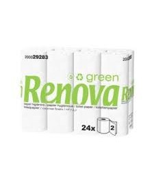 24 Rouleaux Papier Toilette Double Epaisseur, Blanc - RENOVA