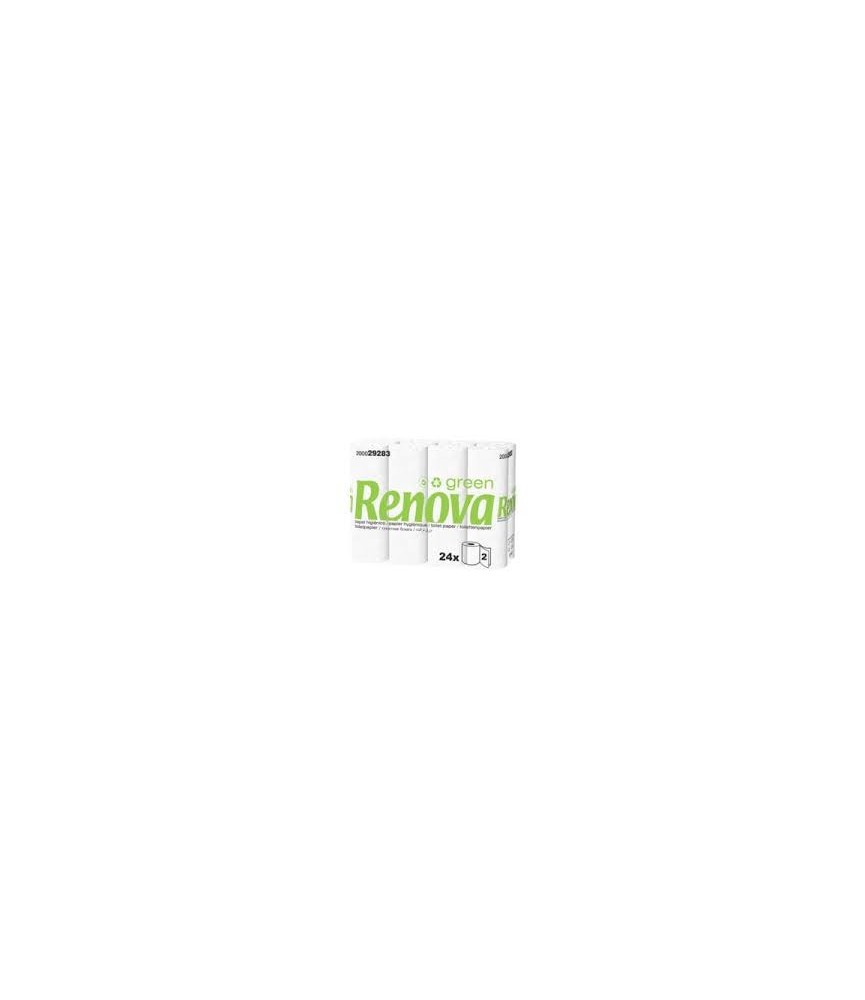 24 Rouleaux Papier Toilette Double Epaisseur, Blanc - RENOVA 24 Rouleaux Papier Toilette Double Epaisseur, Blanc - RENOVA