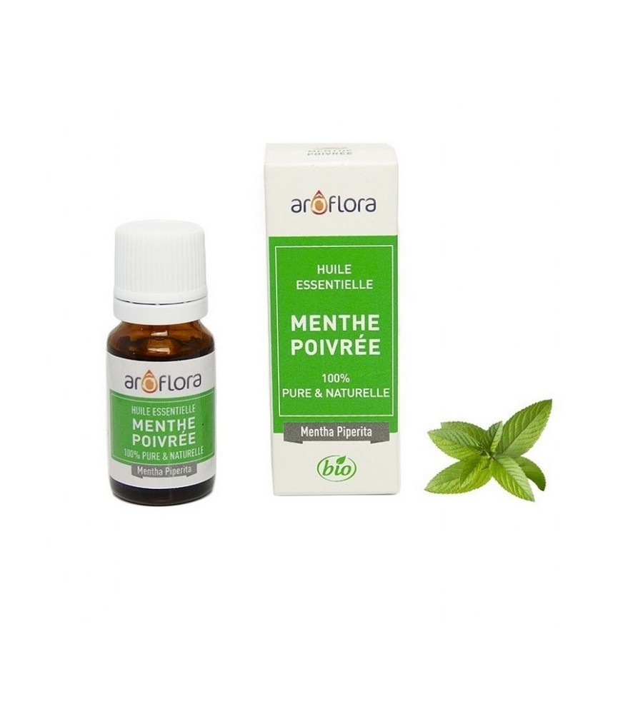 Huile essentielle BIO de Menthe poivrée 100% pure et naturelle -10 ml - AROFLORA