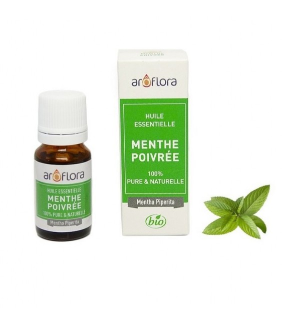 Huile essentielle BIO de Menthe poivrée 100% pure et naturelle -10 ml - AROFLORA