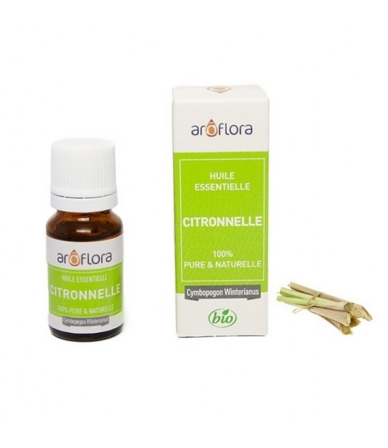 Huile essentielle BIO de Citronelle 100% pure et naturelle -10 ml - AROFLORA