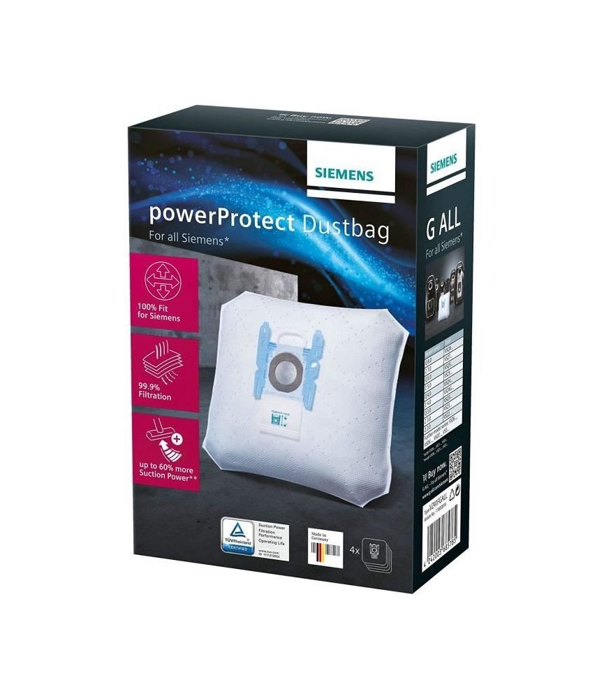 4 Sacs Aspirateur PowerProtect - SIEMENS 4 Sacs Aspirateur PowerProtect - SIEMENS