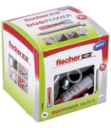 Chevilles bi-matière et multi-matériaux - DUOPOWER -14x70 mm avec vis - Boîte de 8 - FISCHER
