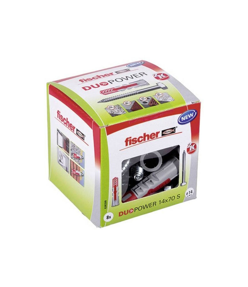Chevilles bi-matière et multi-matériaux - DUOPOWER -14x70 mm avec vis - Boîte de 8 - FISCHER Chevilles bi-matière et multi-matériaux - DUOPOWER -14x70 mm avec vis - Boîte de 8 - FISCHER