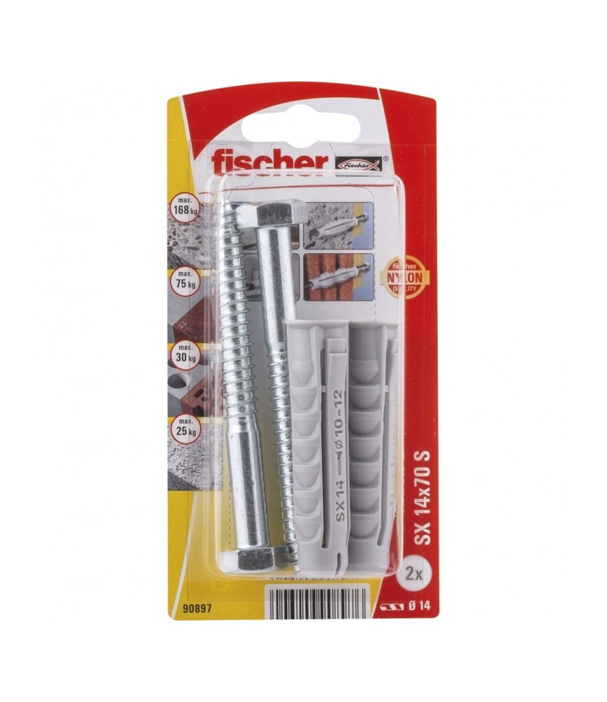 Cheville à expansion SX 14 x 70 S - Lot de 2 - FISCHER Cheville à expansion SX 14 x 70 S - Lot de 2 - FISCHER