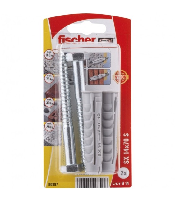 Cheville à expansion SX 14 x 70 S - Lot de 2 - FISCHER