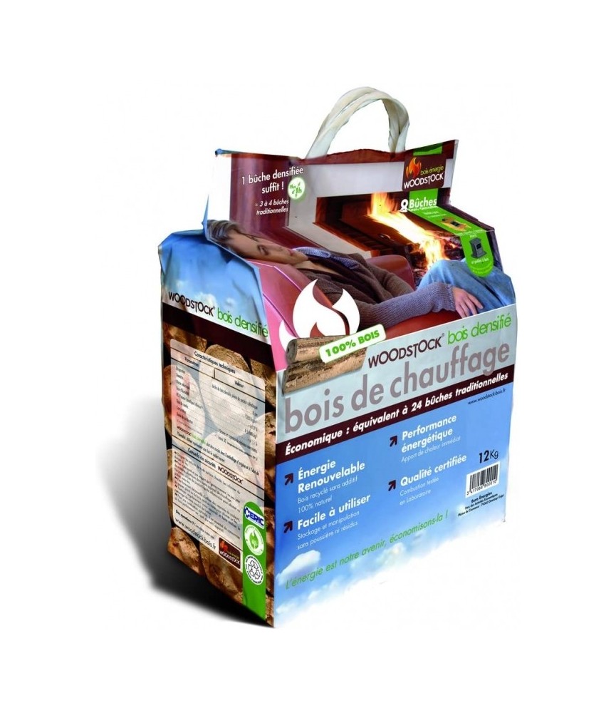 Bûches de bois densifié - Sac de 8 bûches - WOODSTOCK Bûches de bois densifié - Sac de 8 bûches - WOODSTOCK