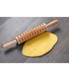 Rouleau à patisserie 3D en bois - Motifs de Noël - 20 cm - PATISSE