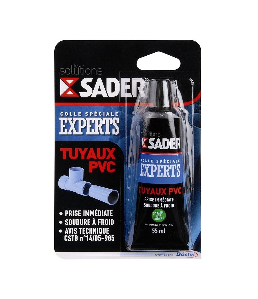 Colle pour raccords et tuyaux PVC - 55 ml - SADER Colle pour raccords et tuyaux PVC - 55 ml - SADER