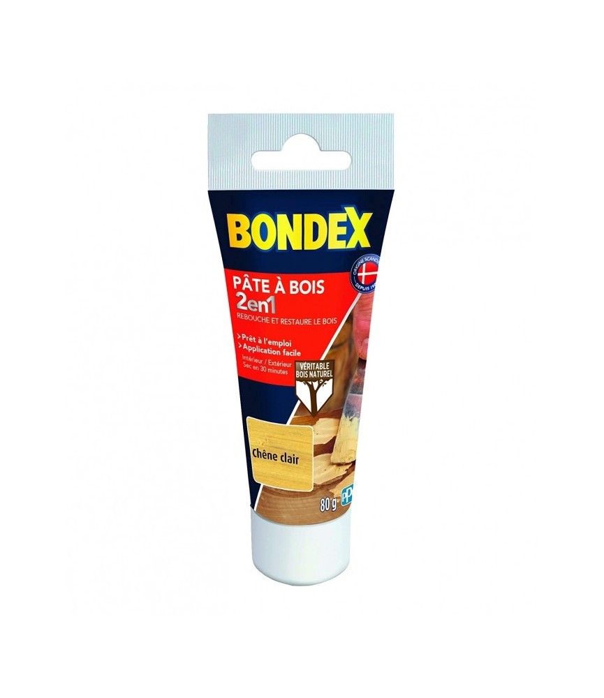 Pâte à bois 2 en 1 - Chêne clair - 80 Grs - BONDEX Pâte à bois 2 en 1 - Chêne clair - 80 Grs - BONDEX