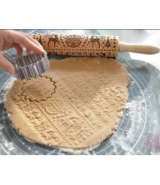 Rouleau à patisserie empreinte bois - Xmas - 39 cm - SCRAPCOOKING