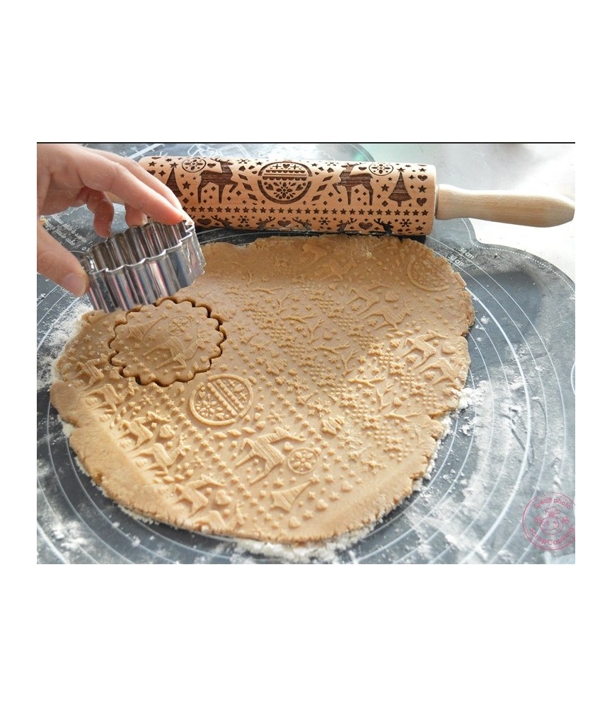 Rouleau à patisserie empreinte bois - Xmas - 39 cm - SCRAPCOOKING Rouleau à patisserie empreinte bois - Xmas - 39 cm - SCRAPCOOKING