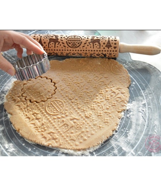 Rouleau à patisserie empreinte bois - Xmas - 39 cm - SCRAPCOOKING
