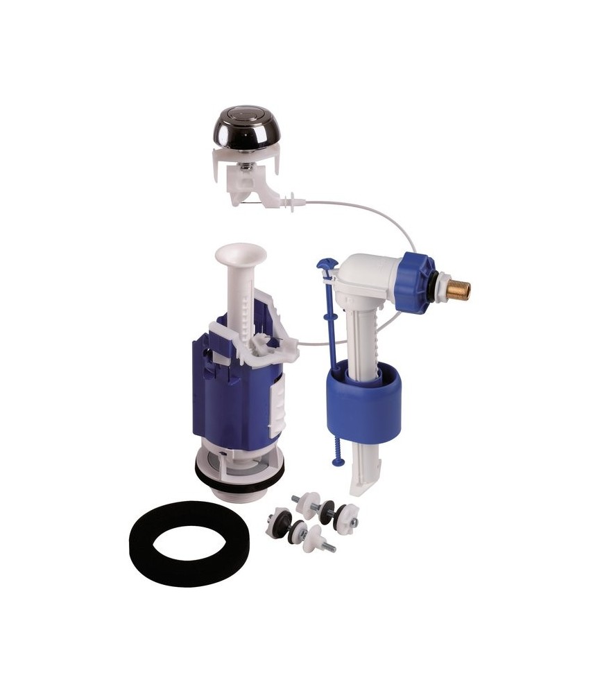 Kit mécanisme complet de WC 365 à câble - Poussoir double débit