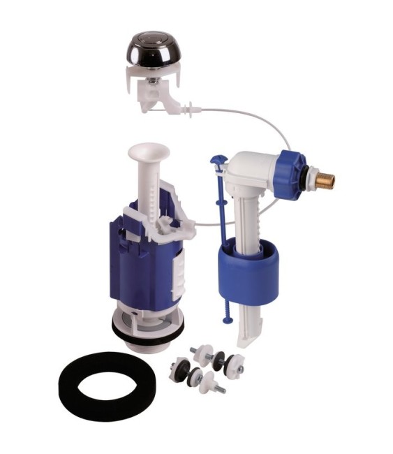 Kit mécanisme complet de WC 365 à câble - Poussoir double débit