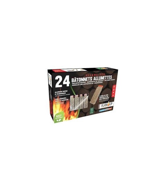 Allume-Feu 24 Bâtonnets Allumettes 100% Naturel