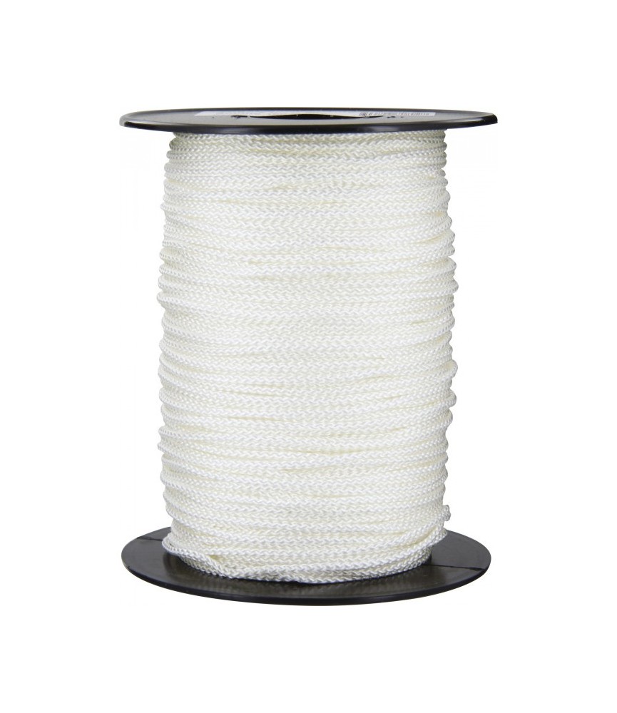 Bobine de 100 m Drisse tressé blanc - 2 mm Bobine de 100 m Drisse tressé blanc - 2 mm