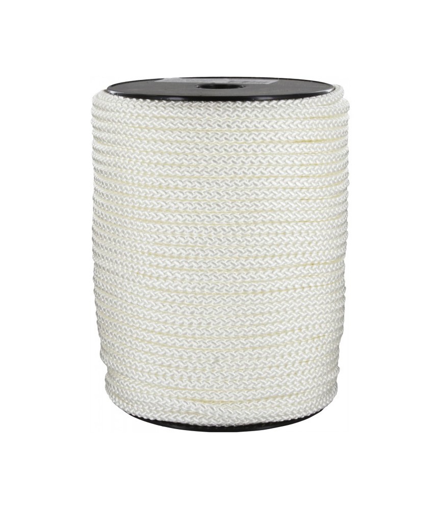 Bobine de 100 m Drisse tressé blanc - 6 mm Bobine de 100 m Drisse tressé blanc - 6 mm
