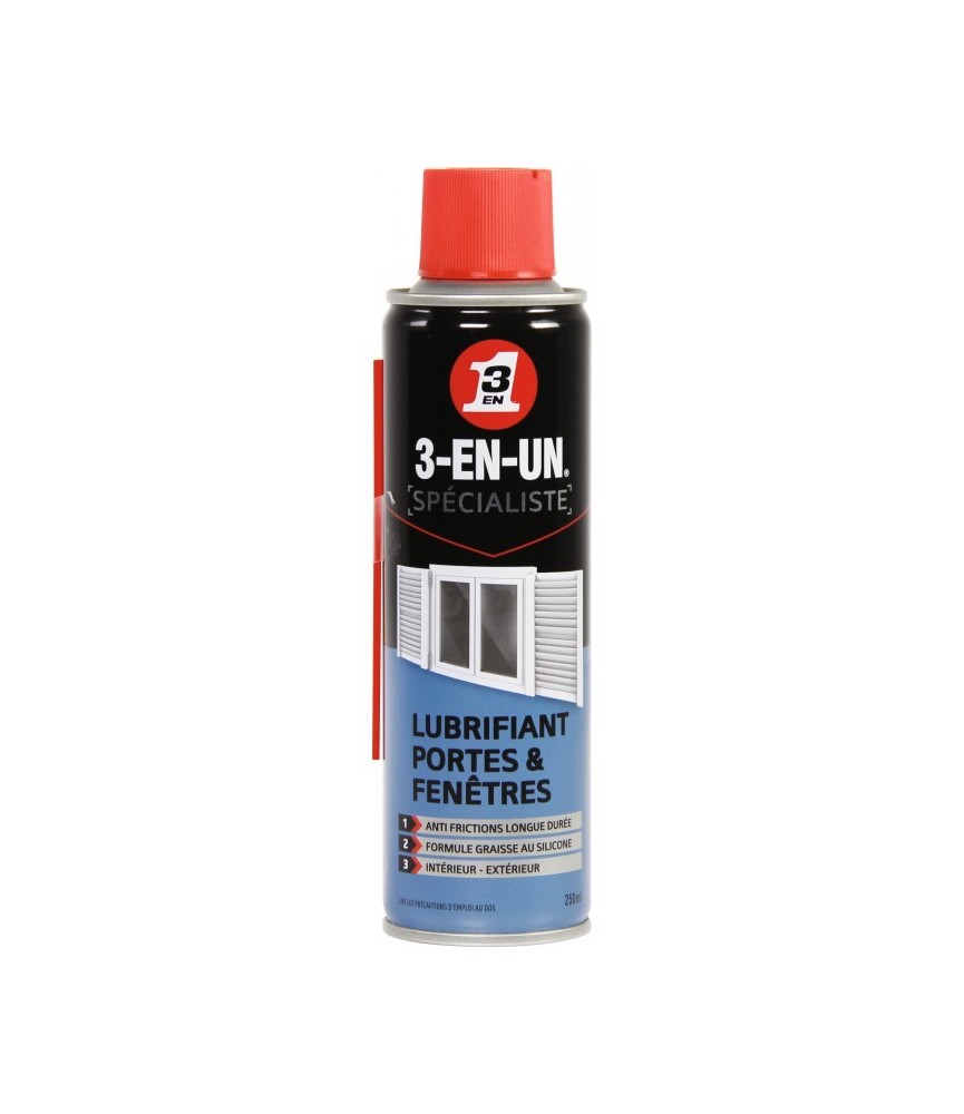 Lubrifiant Portes et Fenêtres - 250 ml - 3 EN 1 Lubrifiant Portes et Fenêtres - 250 ml - 3 EN 1
