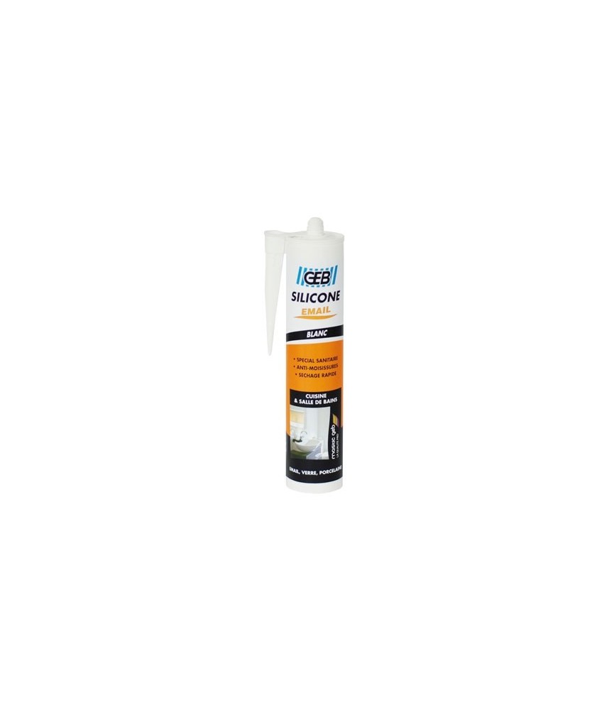 Mastic silicone pour joint sanitaire - 250 ml - Blanc - GEB