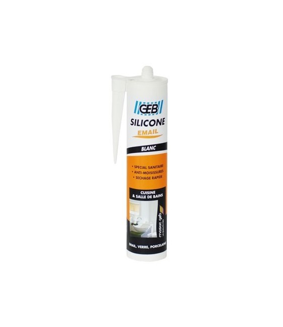 Mastic silicone pour joint sanitaire - 250 ml - Blanc - GEB