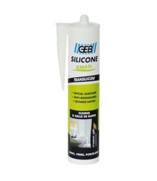 Mastic silicone pour joint sanitaire - 250 ml - Translucide - GEB
