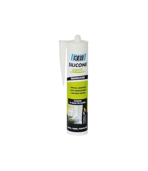 Mastic silicone pour joint sanitaire - 250 ml - Translucide - GEB