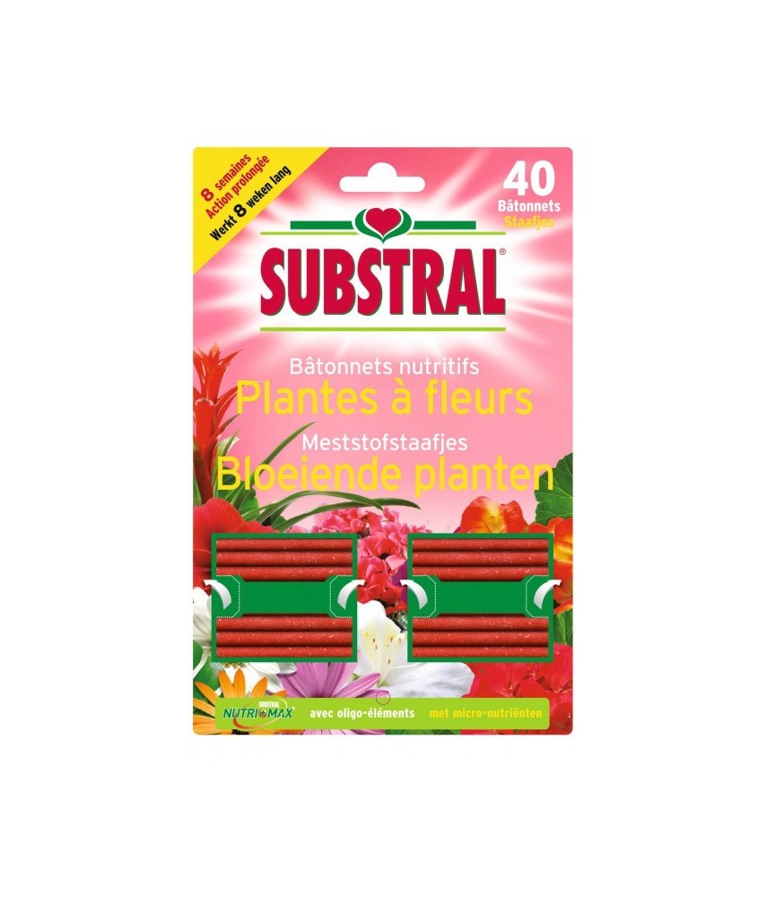 Batonnets nutritifs pour plantes fleuries - 40 Batonnets - SUBSTRAL Batonnets nutritifs pour plantes fleuries - 40 Batonnets - SUBSTRAL