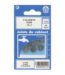Joint Clapet plein Robinet - 13 x 7 mm - Lot de 6 - GRIPP