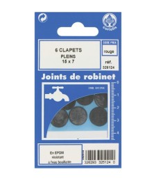 Joint Clapet plein Robinet - 15 x 7 mm - Lot de 6 - GRIPP