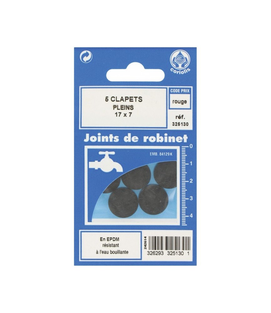 Joint Clapet plein Robinet - 17 x 5 mm - Lot de 5 - GRIPP Joint Clapet plein Robinet - 17 x 5 mm - Lot de 5 - GRIPP
