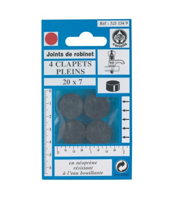 Joint Clapet plein Robinet - 20 x 7 mm - Lot de 4 - GRIPP