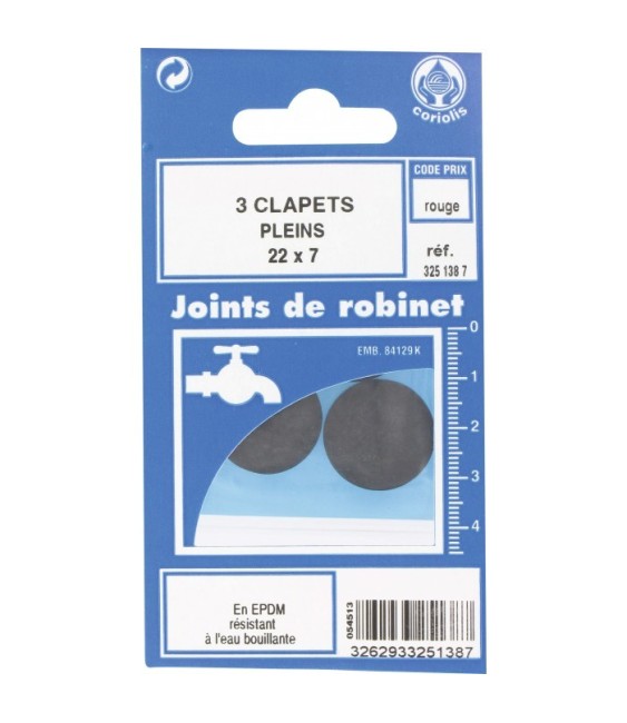 Joint Clapet plein Robinet - 22 x 7 mm - Lot de 3 - GRIPP