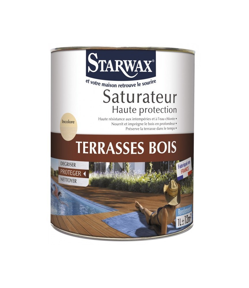 Saturateur Haute protection - Terrasse bois - 1 L - STARWAX Saturateur Haute protection - Terrasse bois - 1 L - STARWAX