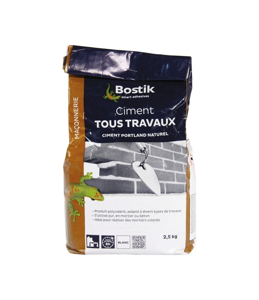 Ciment tous travaux Blanc - 2.5 Kg - BOSTIK Ciment tous travaux Blanc - 2.5 Kg - BOSTIK