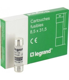Cartouches industrielles cylindriques - 8.5 x 31.5 mm - 10 A - Sans voyant - Boîte de 10 - LEGRAND