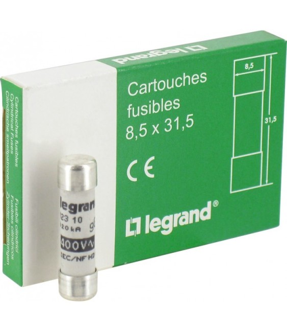 Cartouches industrielles cylindriques - 8.5 x 31.5 mm - 10 A - Sans voyant - Boîte de 10 - LEGRAND