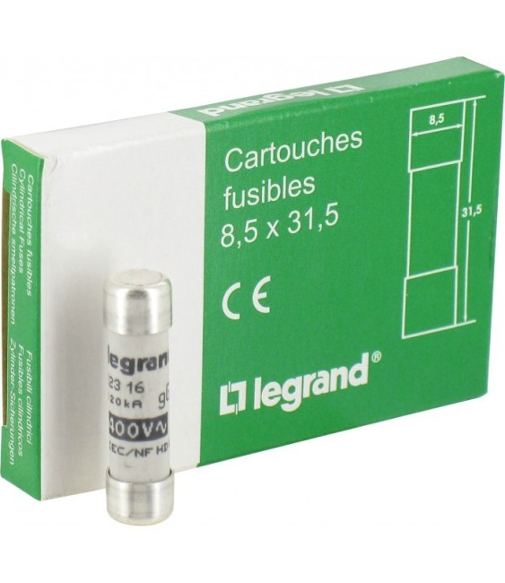 Cartouches industrielles cylindriques - 8.5 x 31.5 mm - 16 A - Sans voyant - Boîte de 10 - LEGRAND