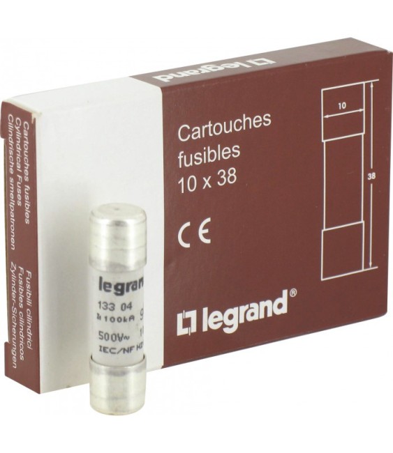 Cartouches industrielles cylindriques - 10 x 38 mm - 4 A - Sans voyant - Boîte de 10 - LEGRAND