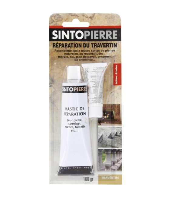 Mastic de réparation pour pierre, carrelage, marbre - Répar’ Sols et Murs - Travertin - 100 Grs - SINTO
