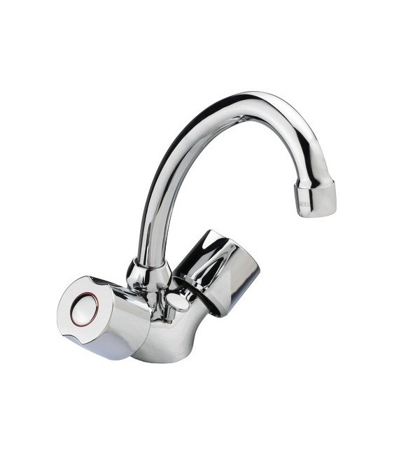 Mélangeur pour lavabo à bec tube avec vidage - Tête clapet - "Équinoxe" -