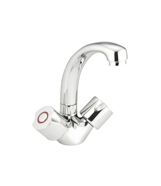 Mélangeur pour lavabo à bec luxe avec vidage - Tête clapet - "Équinoxe" -