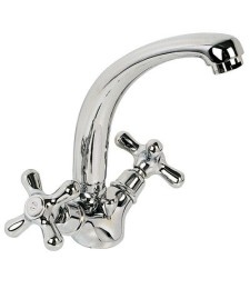 Mélangeur pour lavabo bec haut fondu avec vidage " Retro"