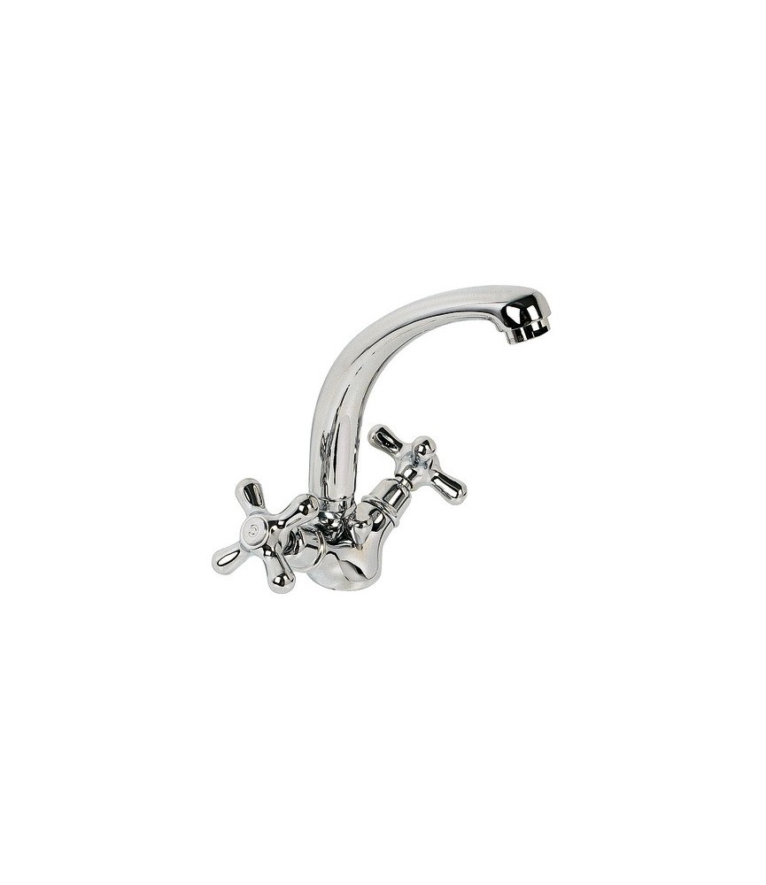 Mélangeur pour lavabo bec haut fondu avec vidage " Retro"