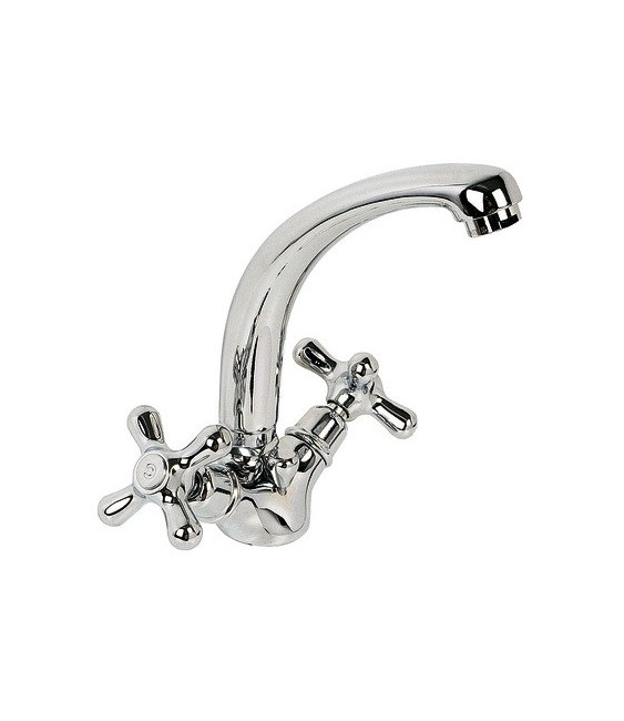 Mélangeur pour lavabo bec haut fondu avec vidage " Retro"