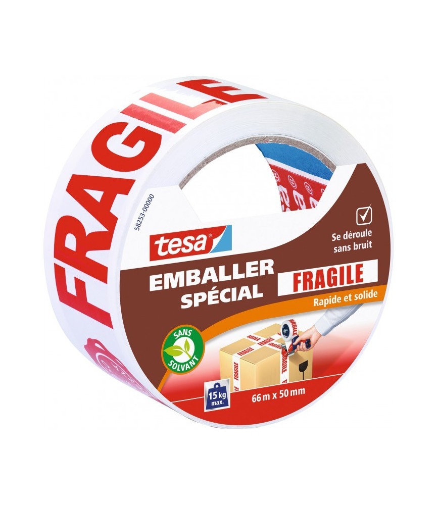 Adhésif emballage "FRAGILE" - 66 m x 50 mm - GPI Adhésif emballage "FRAGILE" - 66 m x 50 mm - GPI